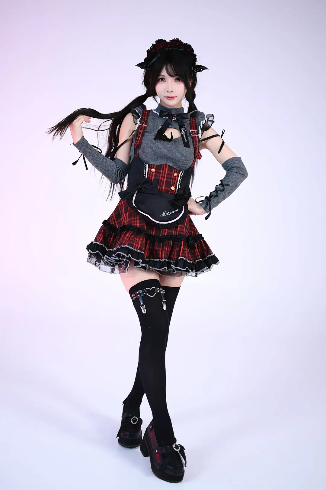 cosplay, 小恶魔, 黑丝穿搭, 白棚摄影, 哥特女仆