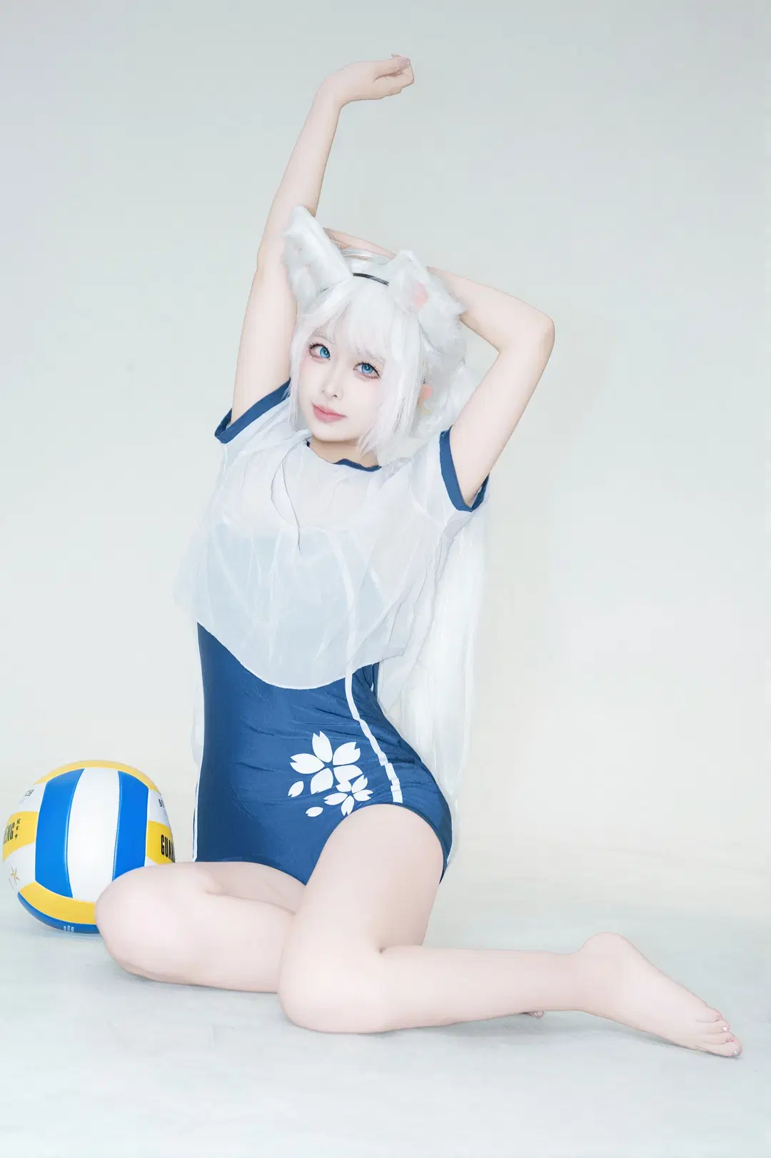 白ホリ撮影, NARAKA: BLADEPOINT, 胡桃コスプレ, バレーボール少女, 高校生の水着