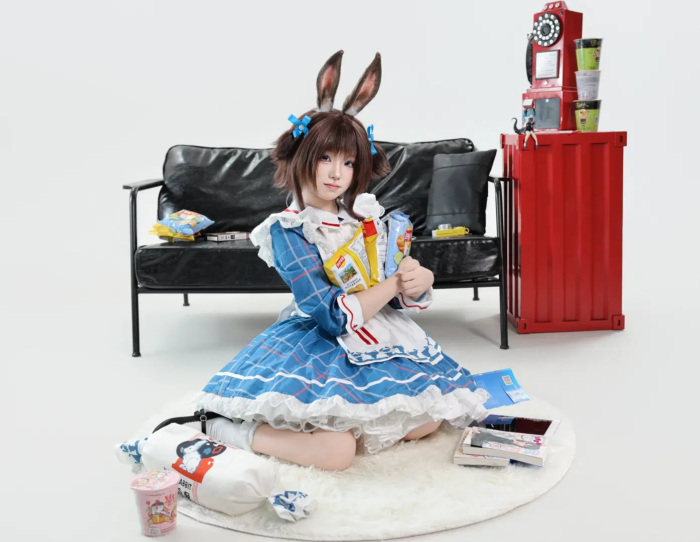 [Amiya cosplay] Arknights Blue and White Plaid Bunny Ears Theme Shooting by 岚图_！！ - Image 2