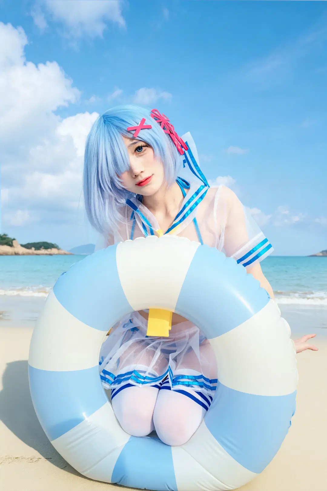 【蕾姆cos】夏日海边顶风拍摄的清凉日常 - 配角一奈 - 第4张