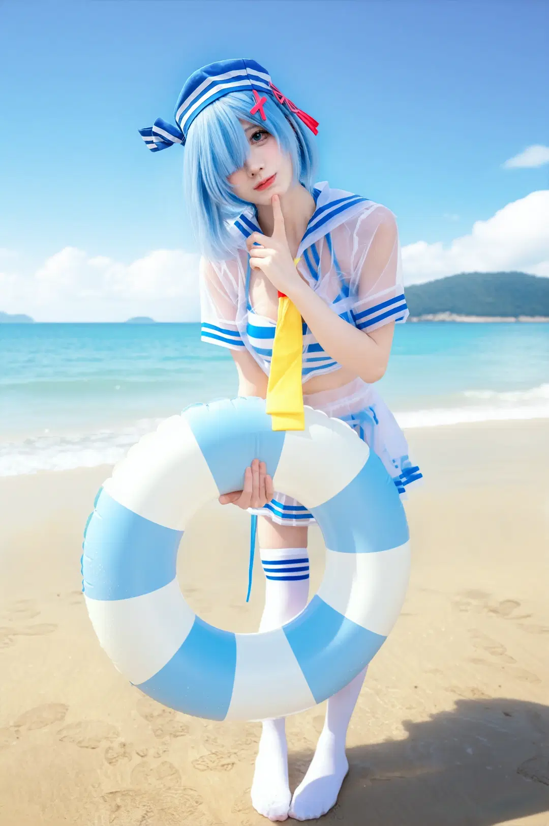 【蕾姆cos】夏日海边顶风拍摄的清凉日常 - 配角一奈 - 第5张