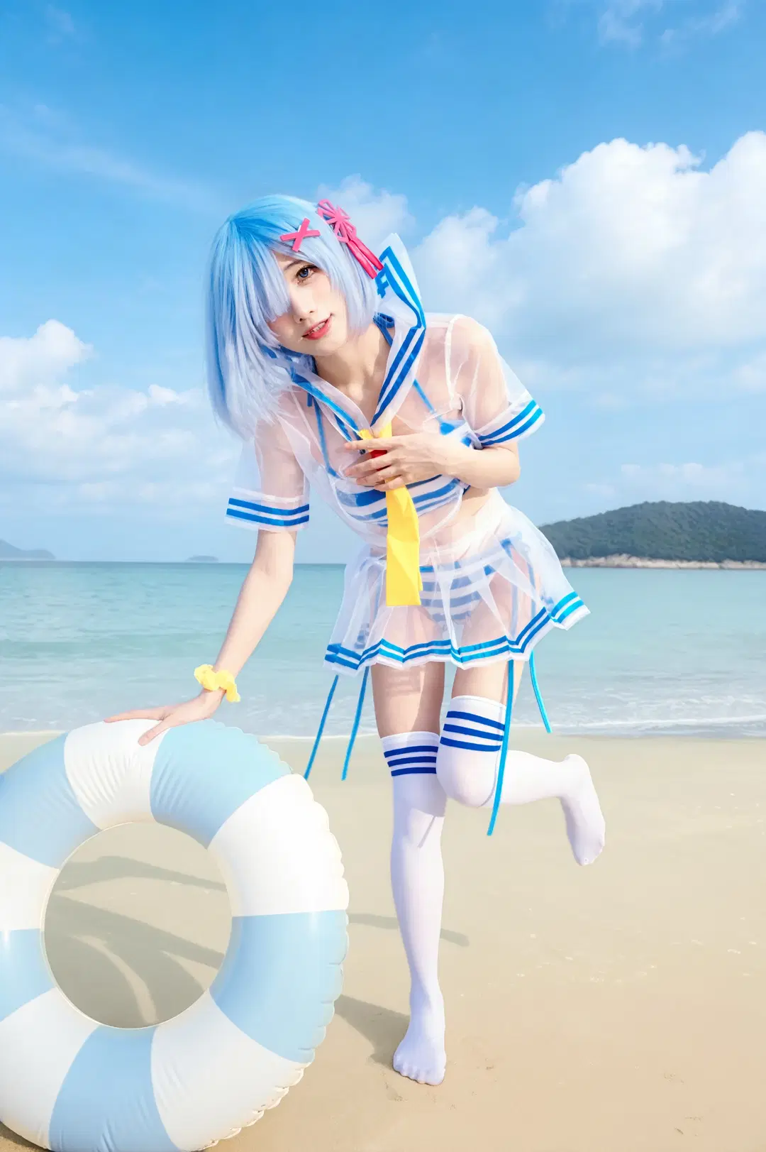 【蕾姆cos】夏日海边顶风拍摄的清凉日常 - 配角一奈 - 第6张