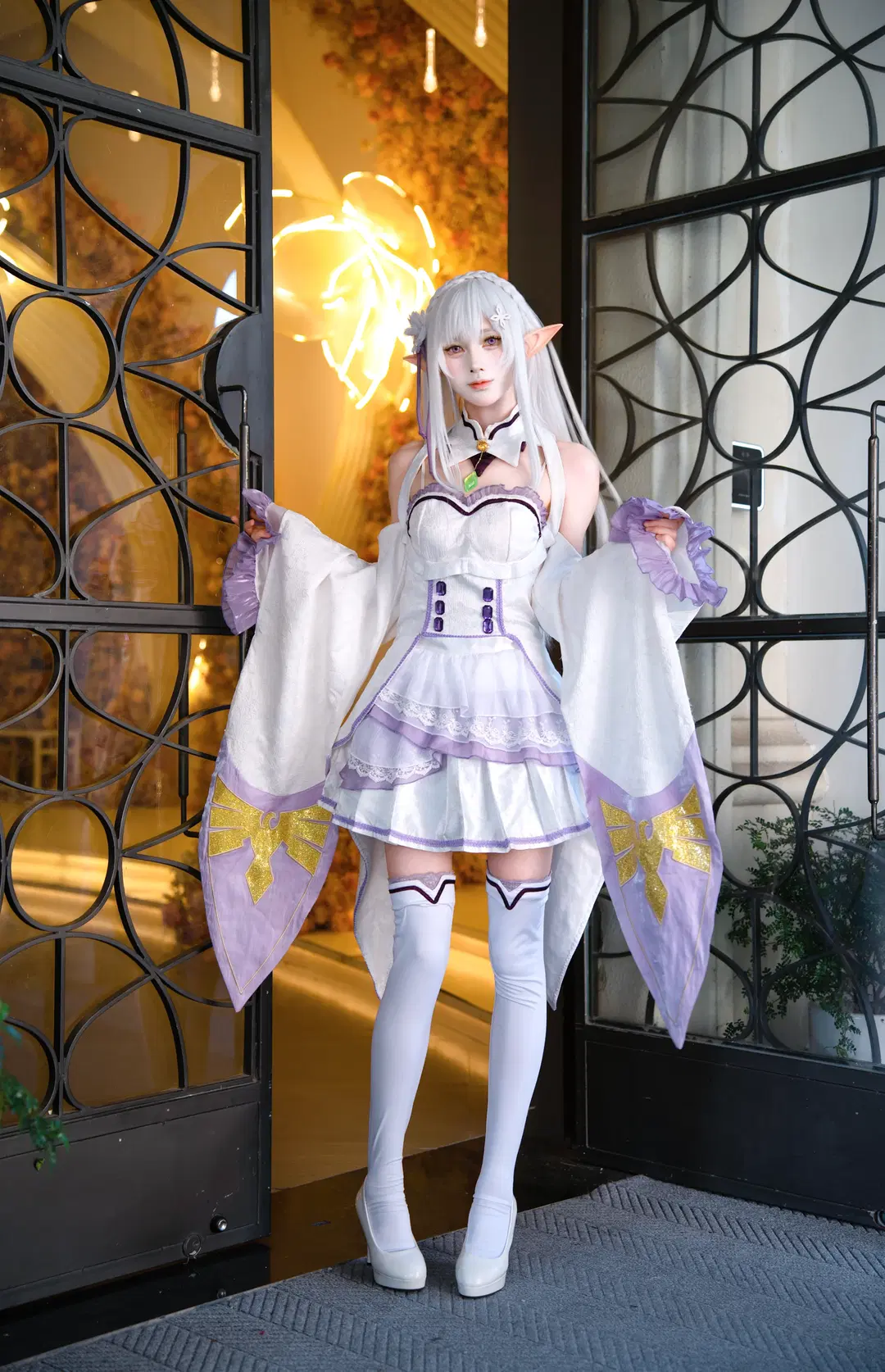从零开始的异世界生活, 爱蜜莉雅cos, 精灵耳, cosplay摄影, 白色丝袜