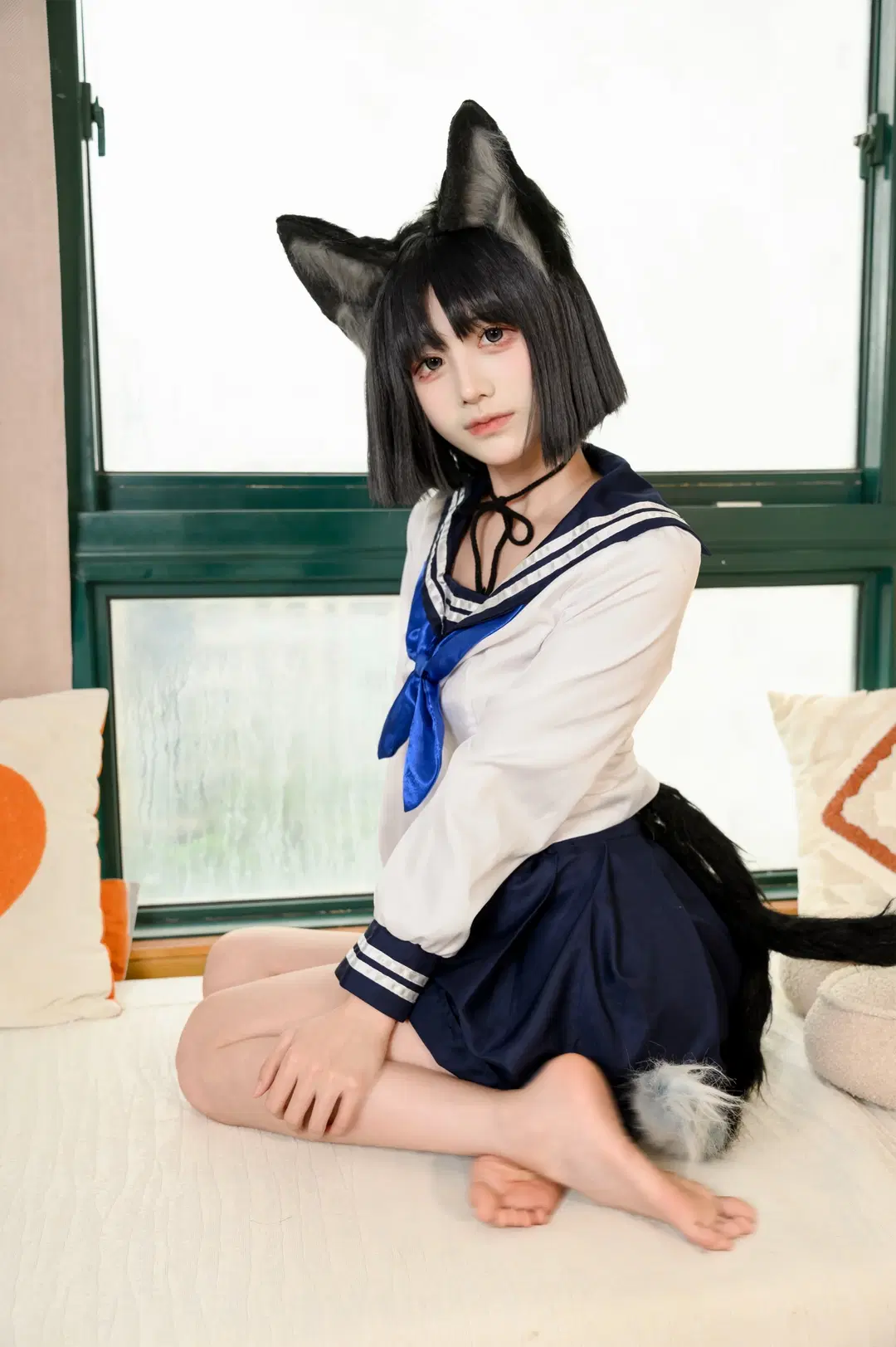 【桐生桔梗cos】短发水手服搭配兽耳，还原度极高的少女感 - 配角一奈 - 第2张