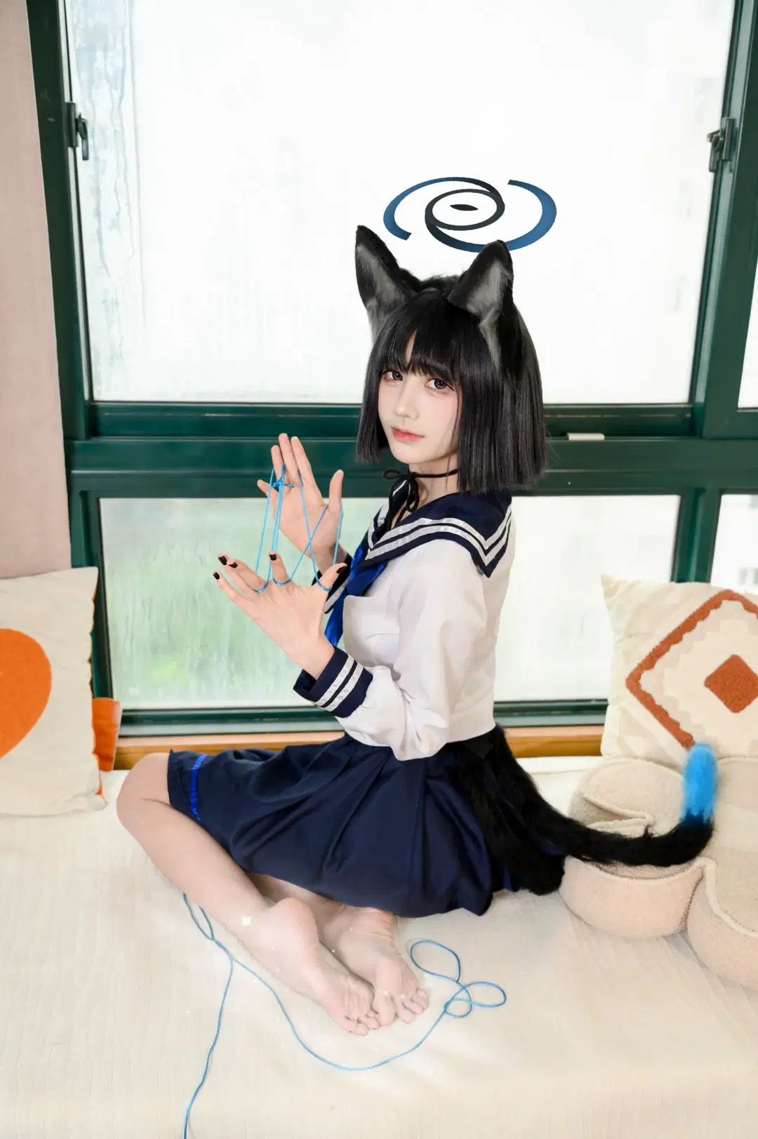 【桐生キキョウ コスプレ】『ブルーアーカイブ』窓辺の光影と蒼い紐 - 配角一奈 - 7枚目