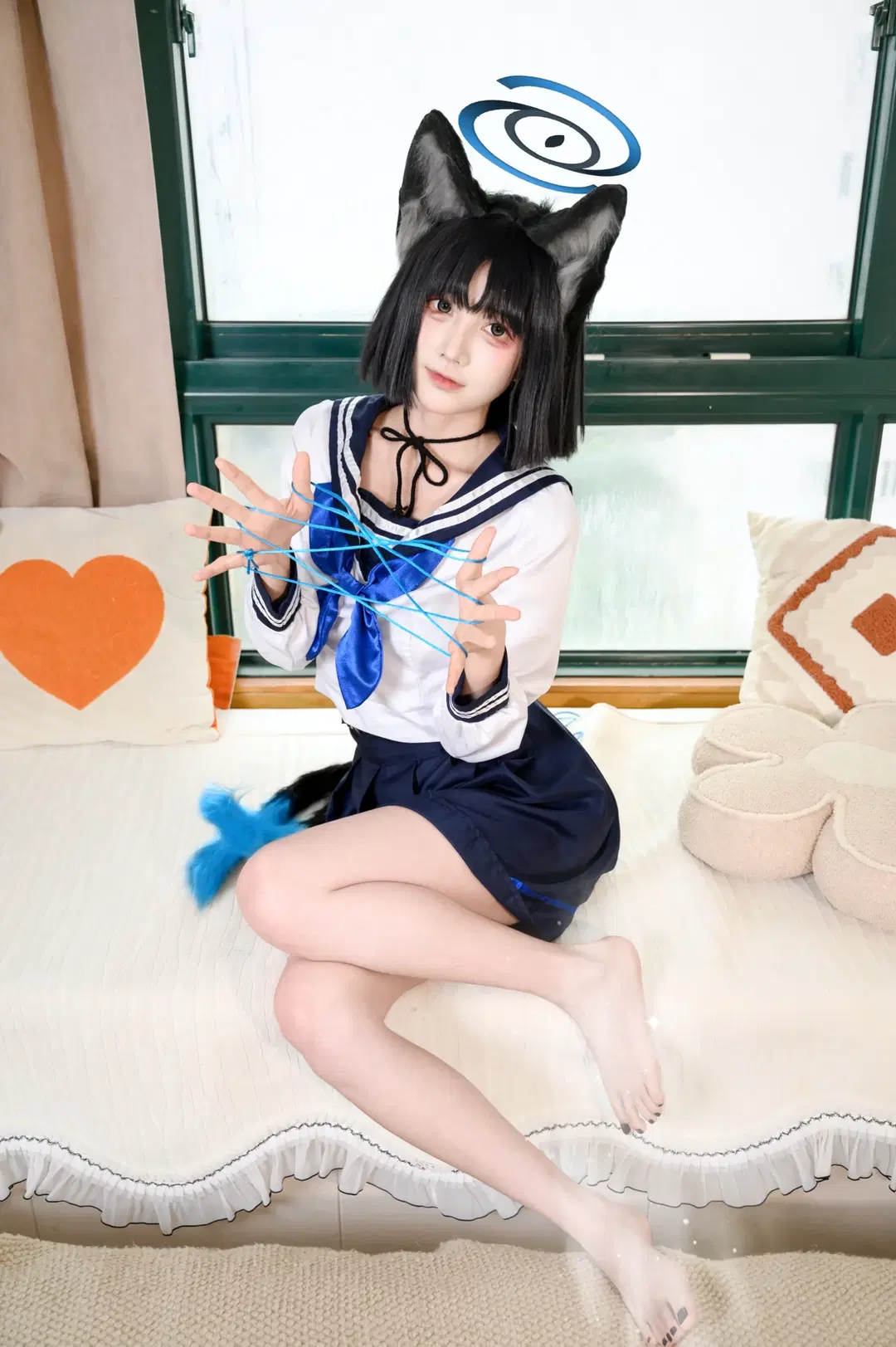 【桐生キキョウ コスプレ】『ブルーアーカイブ』窓辺の光影と蒼い紐 - 配角一奈 - 8枚目