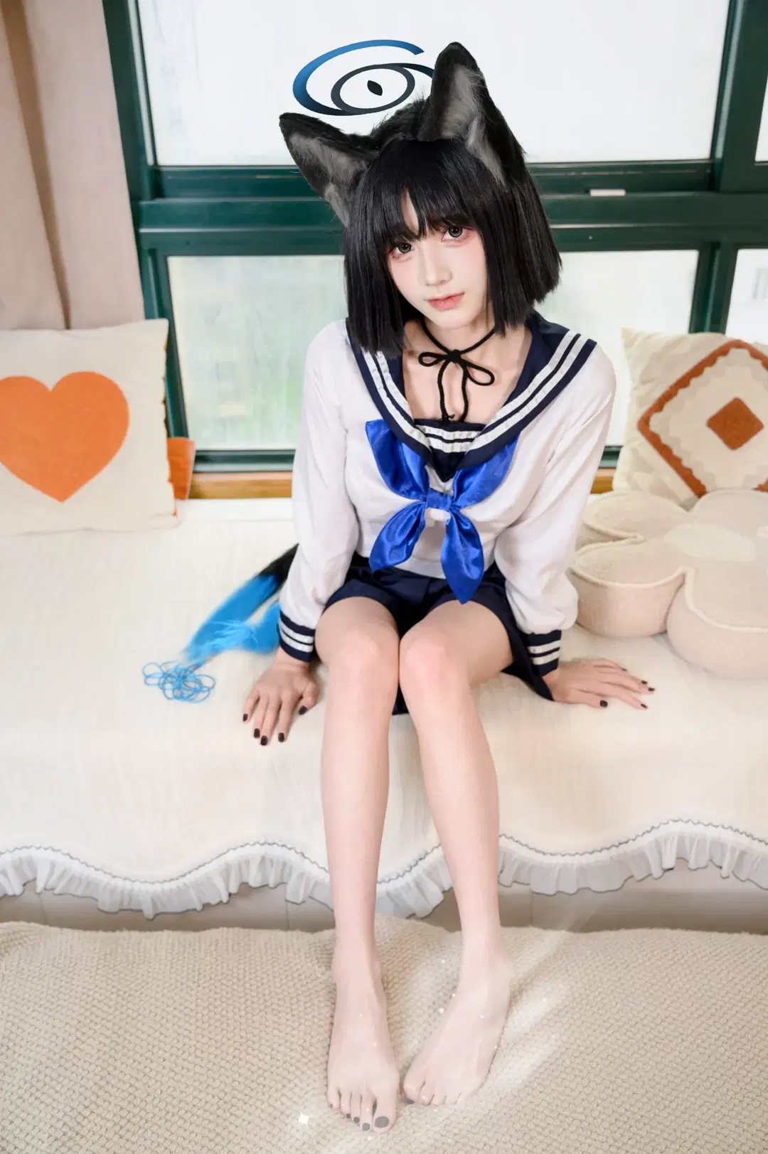【桐生キキョウ コスプレ】『ブルーアーカイブ』窓辺の光影と蒼い紐 - 配角一奈 - 9枚目