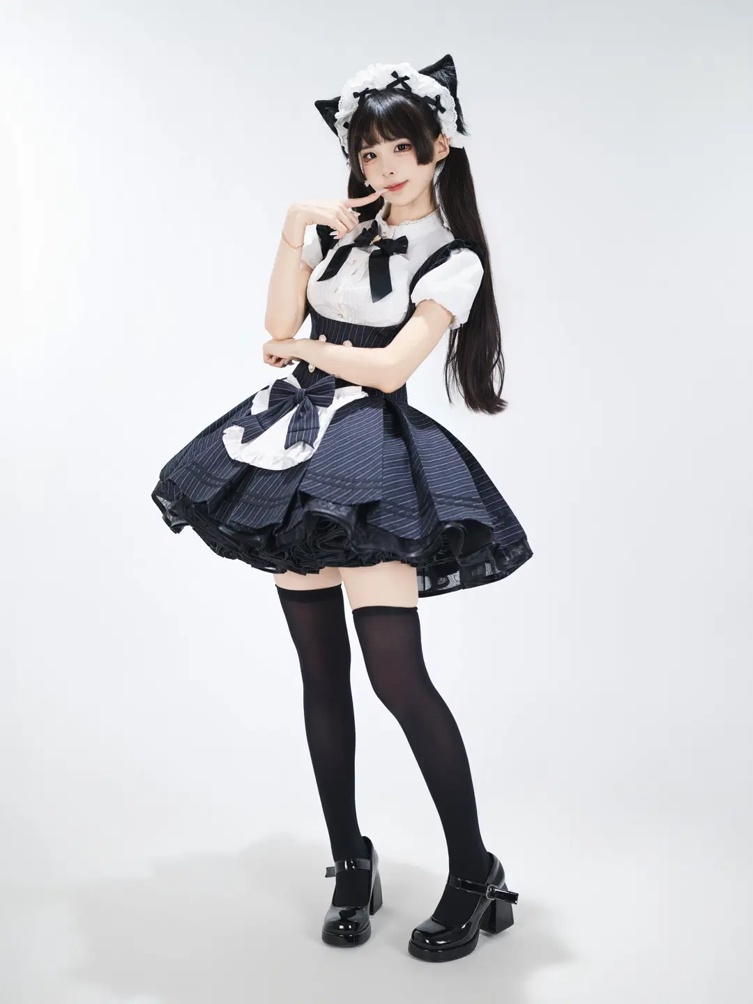 Catgirl Maid Outfit White Background Photography: Energetic Japanese-Style Photoshoot by 星空 - Image 10