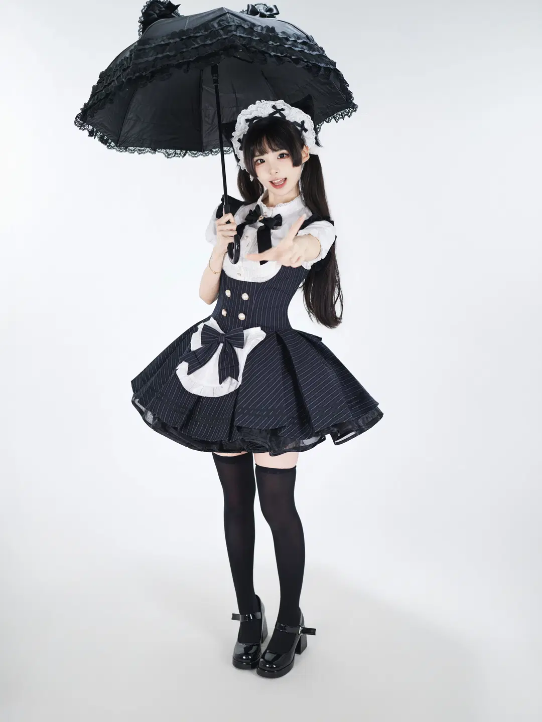 Catgirl Maid Outfit White Background Photography: Energetic Japanese-Style Photoshoot by 星空 - Image 11