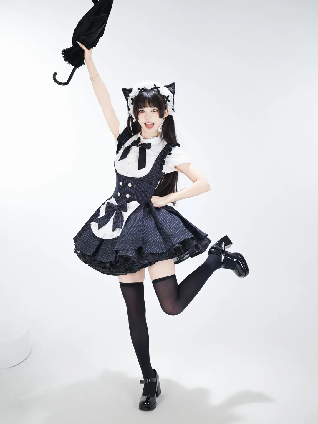 Catgirl Maid Outfit White Background Photography: Energetic Japanese-Style Photoshoot by 星空 - Image 12