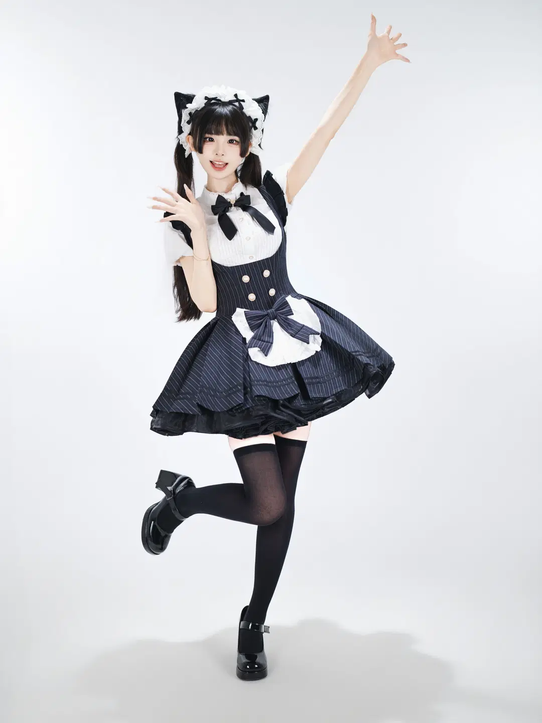 Catgirl Maid Outfit White Background Photography: Energetic Japanese-Style Photoshoot by 星空 - Image 3