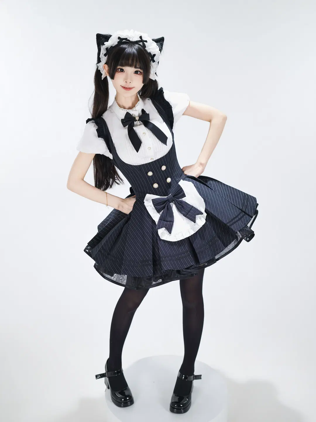 Catgirl Maid Outfit White Background Photography: Energetic Japanese-Style Photoshoot by 星空 - Image 4