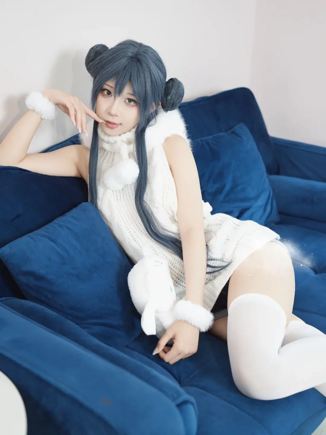 三丽鸥, 居家写真, 玉桂狗cos, 丝袜, 白毛衣