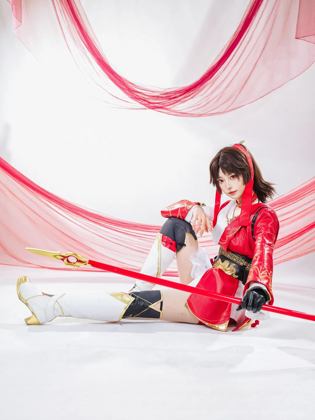 【ユンエイ コスプレ】赤と白の戦闘服に長槍、『オナー・オブ・キングス』の推しヒーローのスタジオ撮影 - 星空 - 14枚目