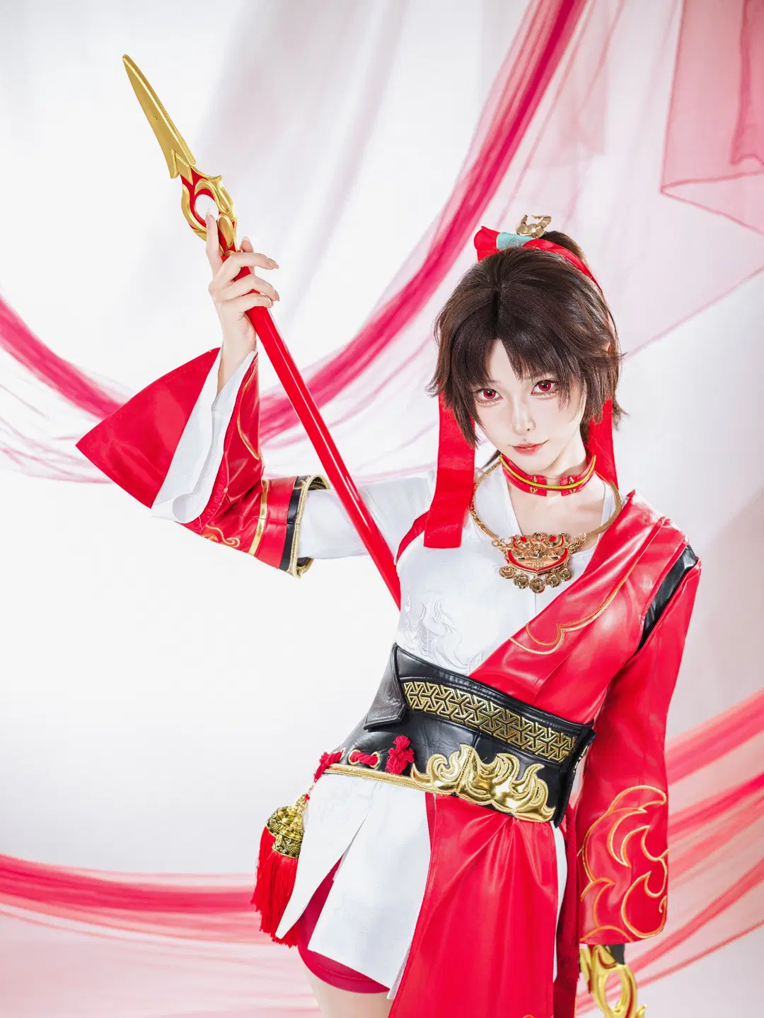 【ユンエイ コスプレ】赤と白の戦闘服に長槍、『オナー・オブ・キングス』の推しヒーローのスタジオ撮影 - 星空 - 17枚目