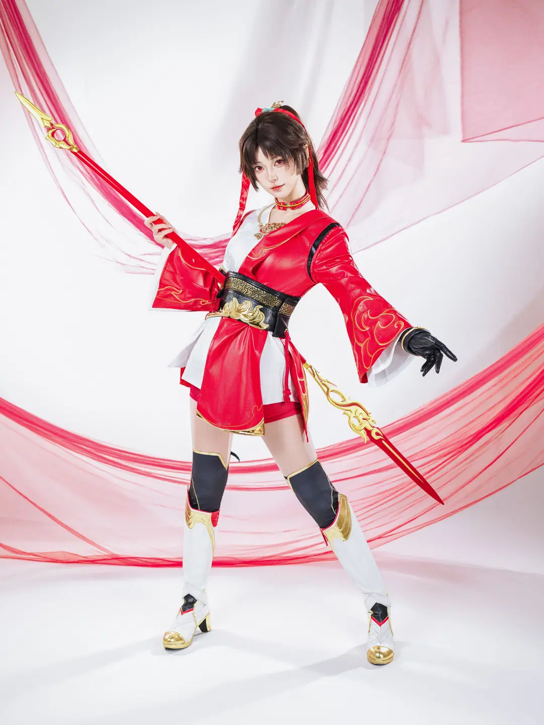 【ユンエイ コスプレ】赤と白の戦闘服に長槍、『オナー・オブ・キングス』の推しヒーローのスタジオ撮影 - 星空 - 18枚目