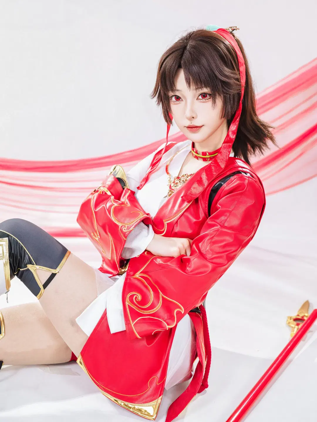 【ユンエイ コスプレ】赤と白の戦闘服に長槍、『オナー・オブ・キングス』の推しヒーローのスタジオ撮影 - 星空 - 5枚目