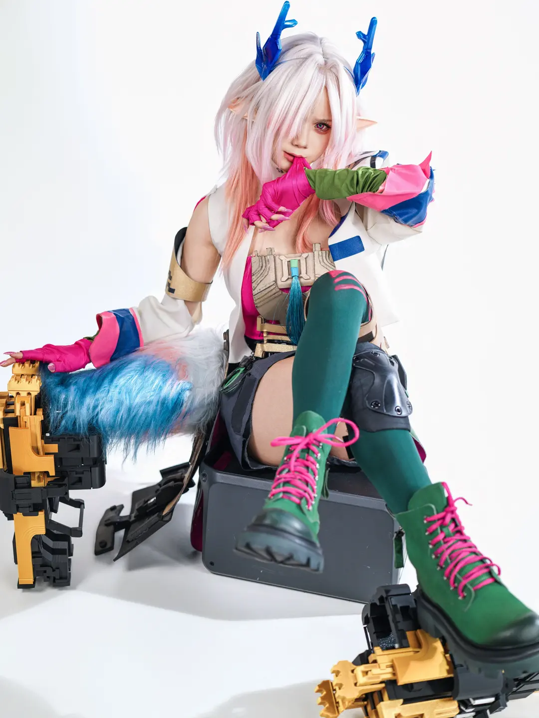二次元cosplay, 明日方舟终末地, 棚拍写真, 弭弗cos, 绿丝袜 - 第11张