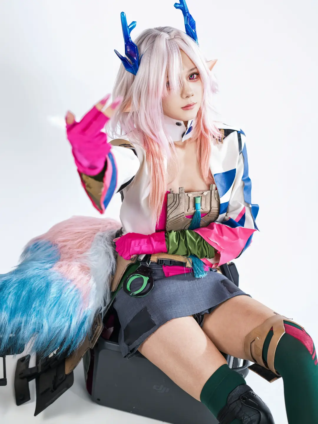 二次元cosplay, 明日方舟终末地, 棚拍写真, 弭弗cos, 绿丝袜 - 第14张