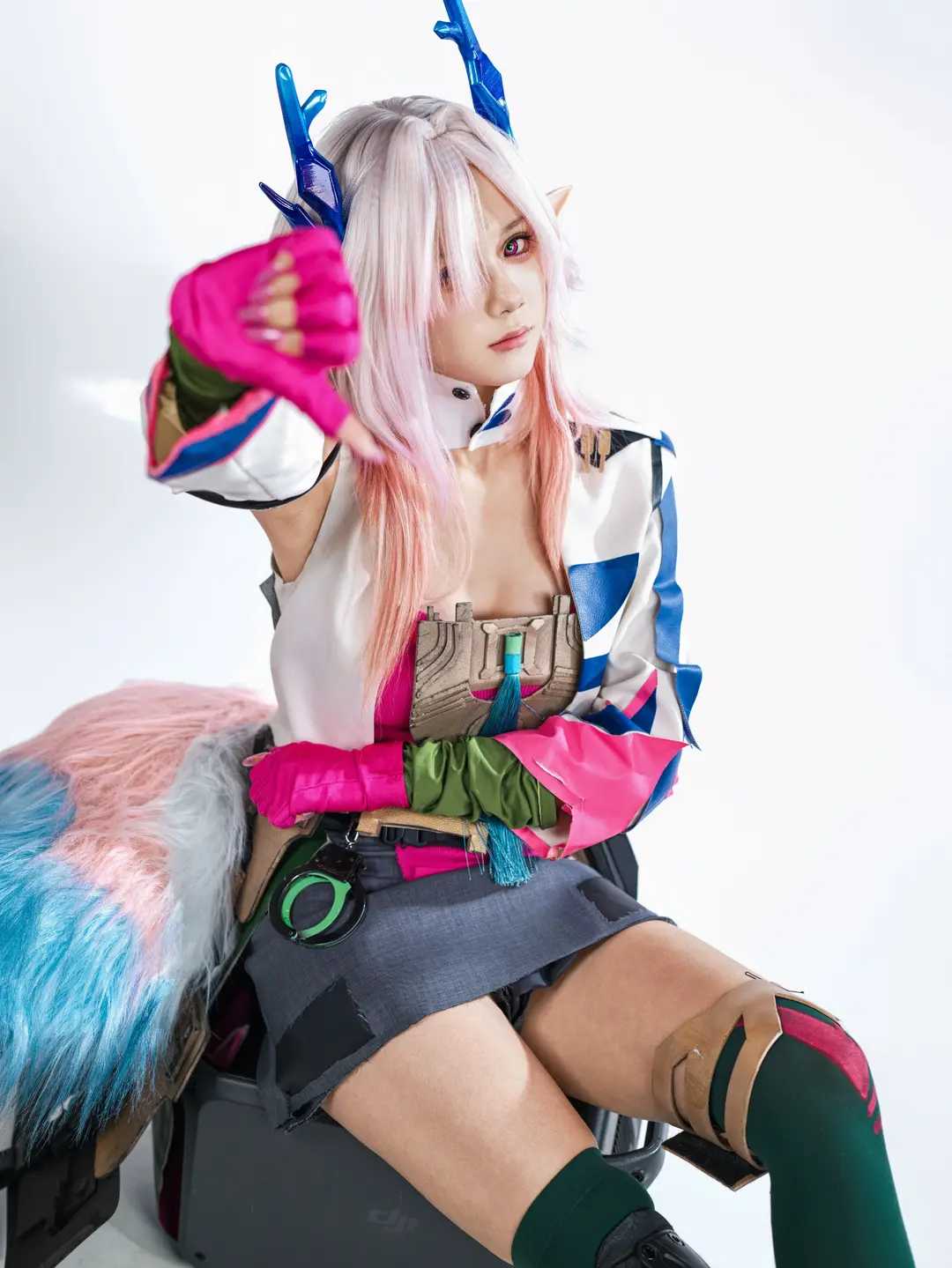 二次元cosplay, 明日方舟终末地, 棚拍写真, 弭弗cos, 绿丝袜 - 第15张