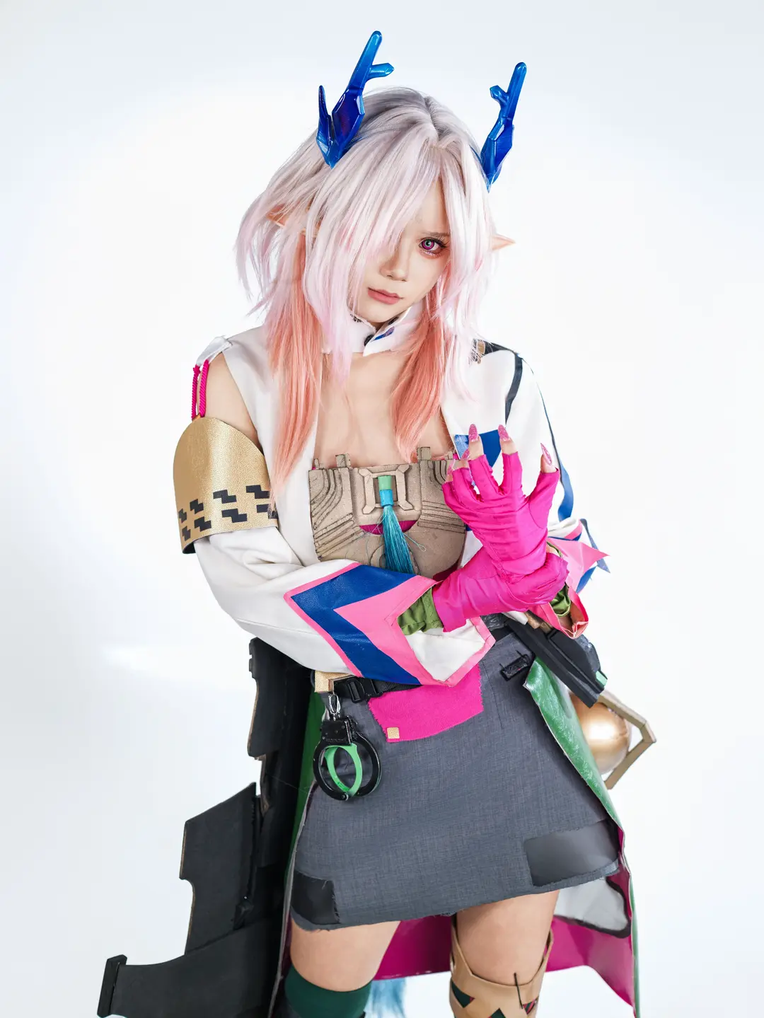 二次元cosplay, 明日方舟终末地, 棚拍写真, 弭弗cos, 绿丝袜 - 第16张