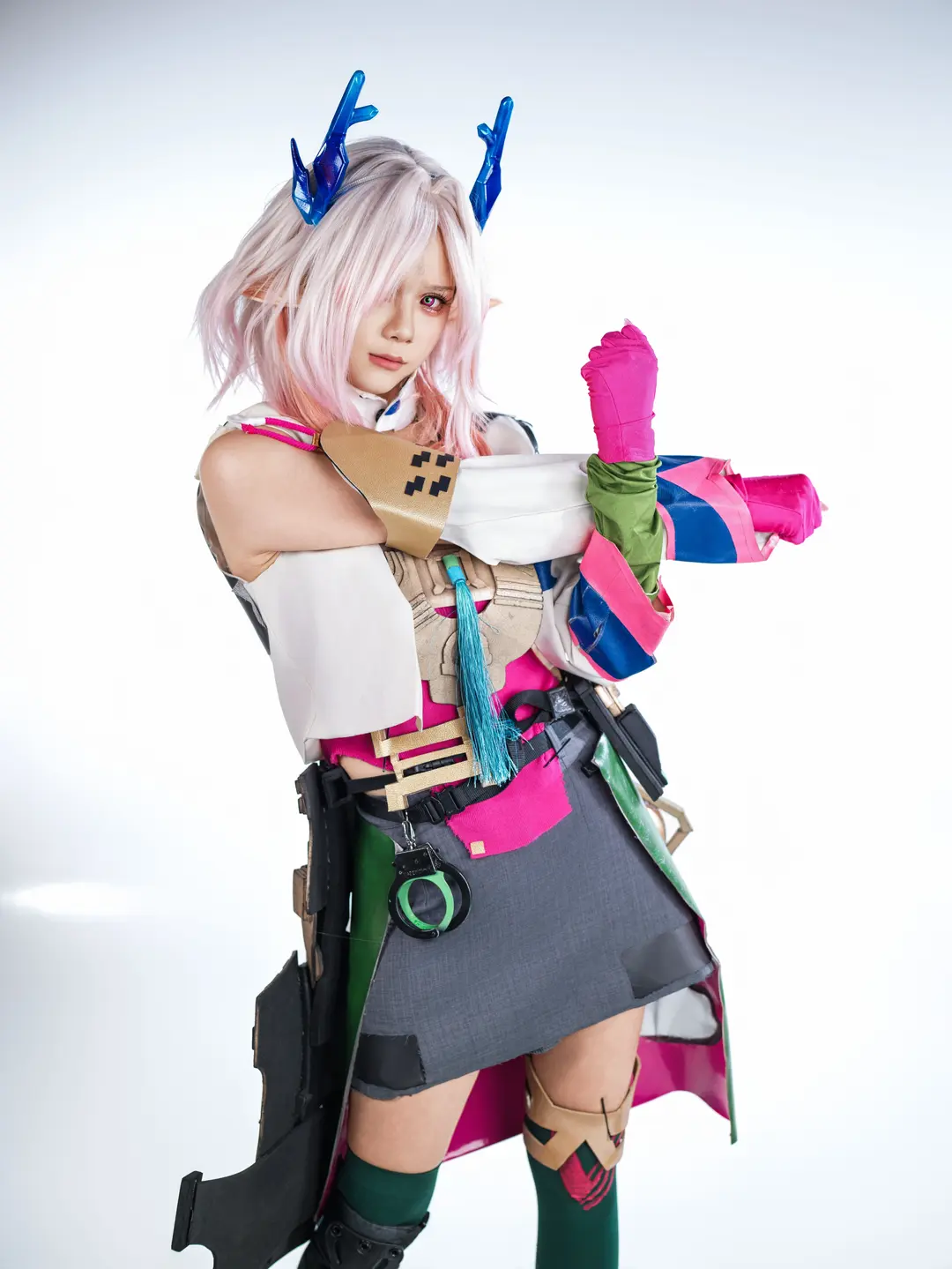 二次元cosplay, 明日方舟终末地, 棚拍写真, 弭弗cos, 绿丝袜 - 第17张