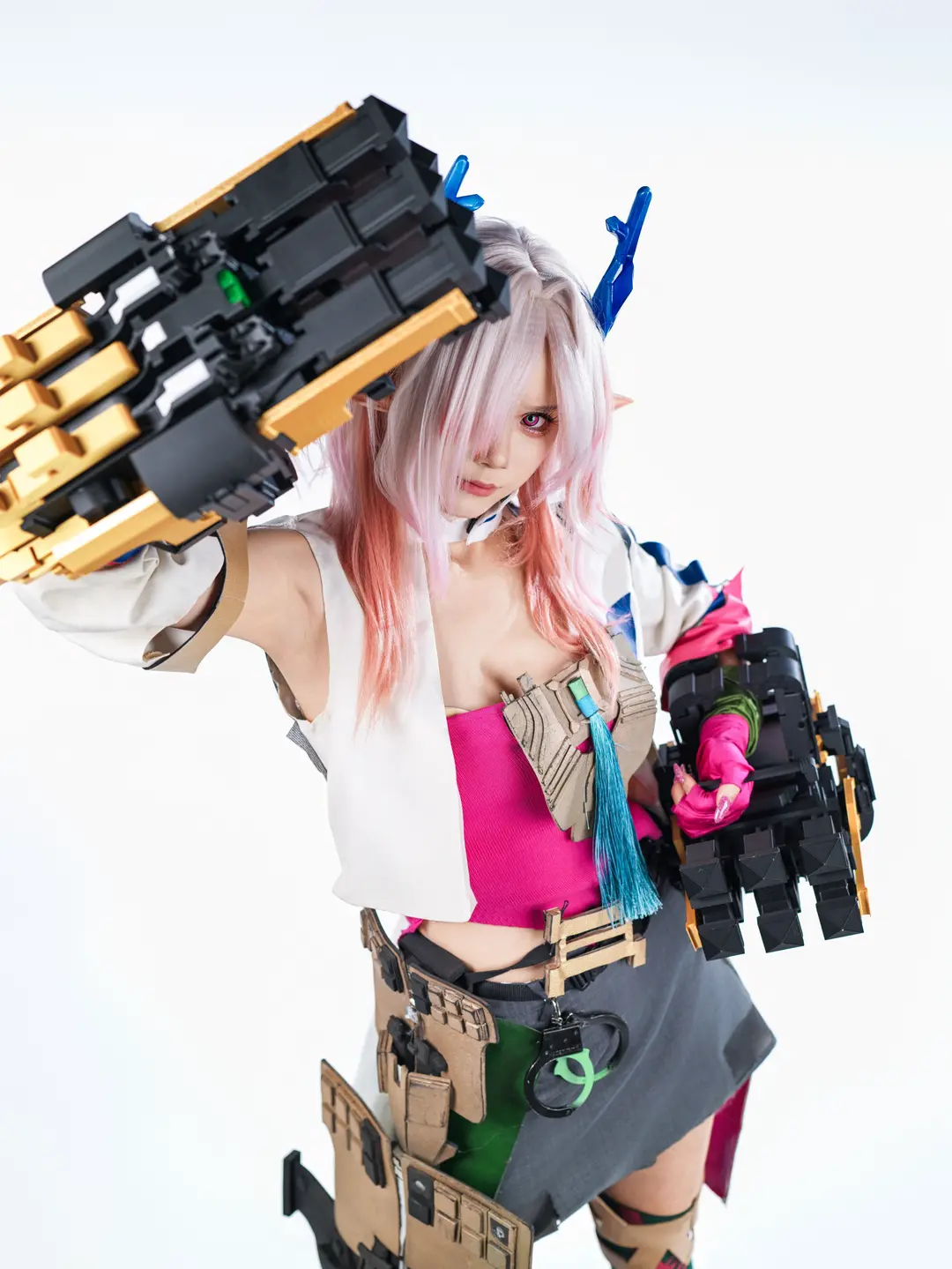 二次元cosplay, 明日方舟终末地, 棚拍写真, 弭弗cos, 绿丝袜 - 第2张