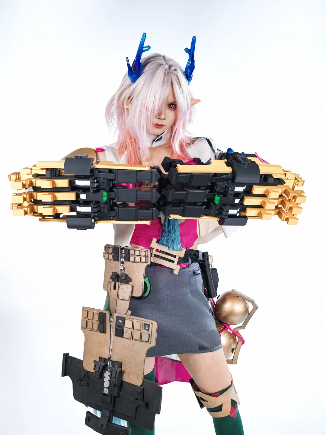 二次元cosplay, 明日方舟终末地, 棚拍写真, 弭弗cos, 绿丝袜 - 第3张