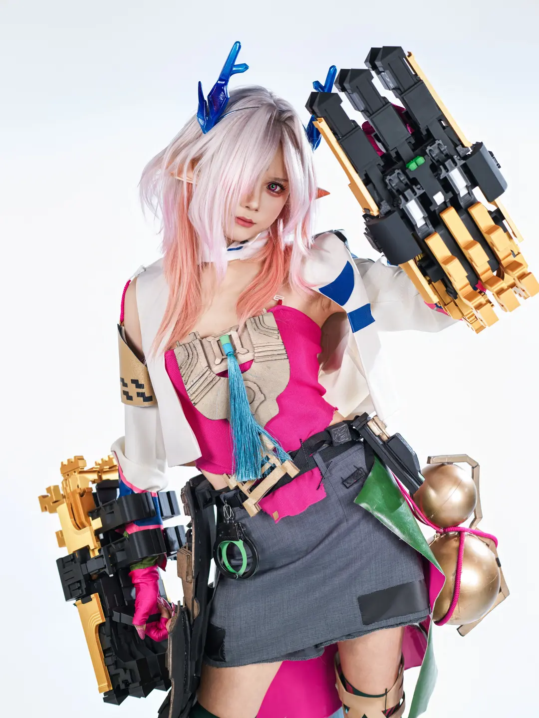二次元cosplay, 明日方舟终末地, 棚拍写真, 弭弗cos, 绿丝袜 - 第4张