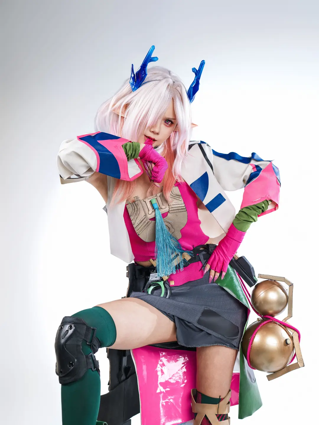 二次元cosplay, 明日方舟终末地, 棚拍写真, 弭弗cos, 绿丝袜 - 第6张