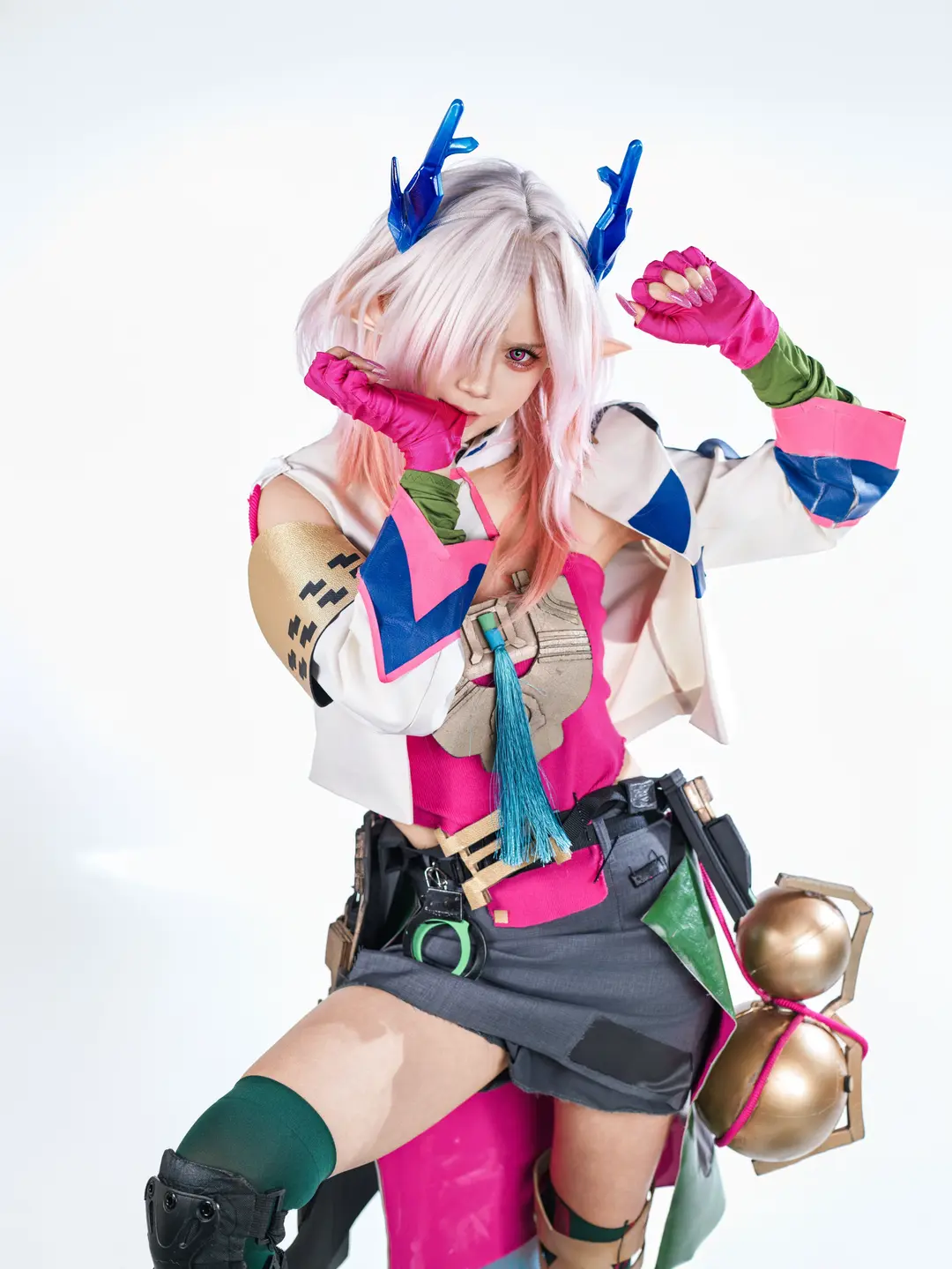 二次元cosplay, 明日方舟终末地, 棚拍写真, 弭弗cos, 绿丝袜 - 第7张