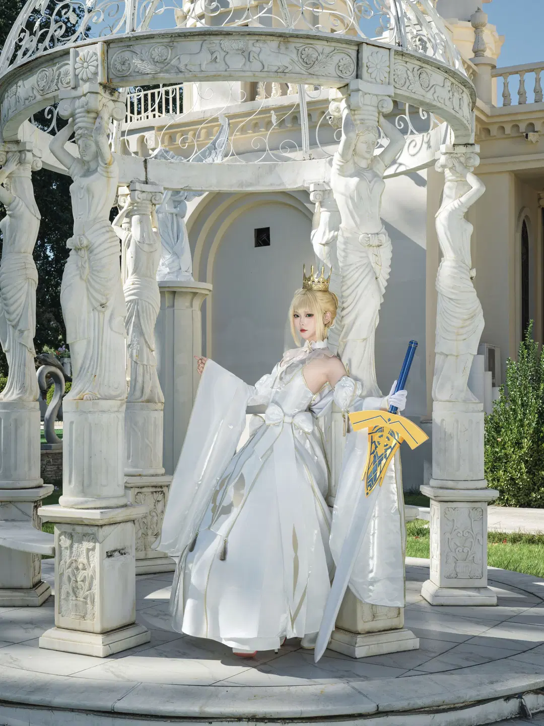 【アルトリア コスプレ】『Fateシリーズ』白い礼服、陽光の下で剣を執る白き騎士 - 星空 - 8枚目