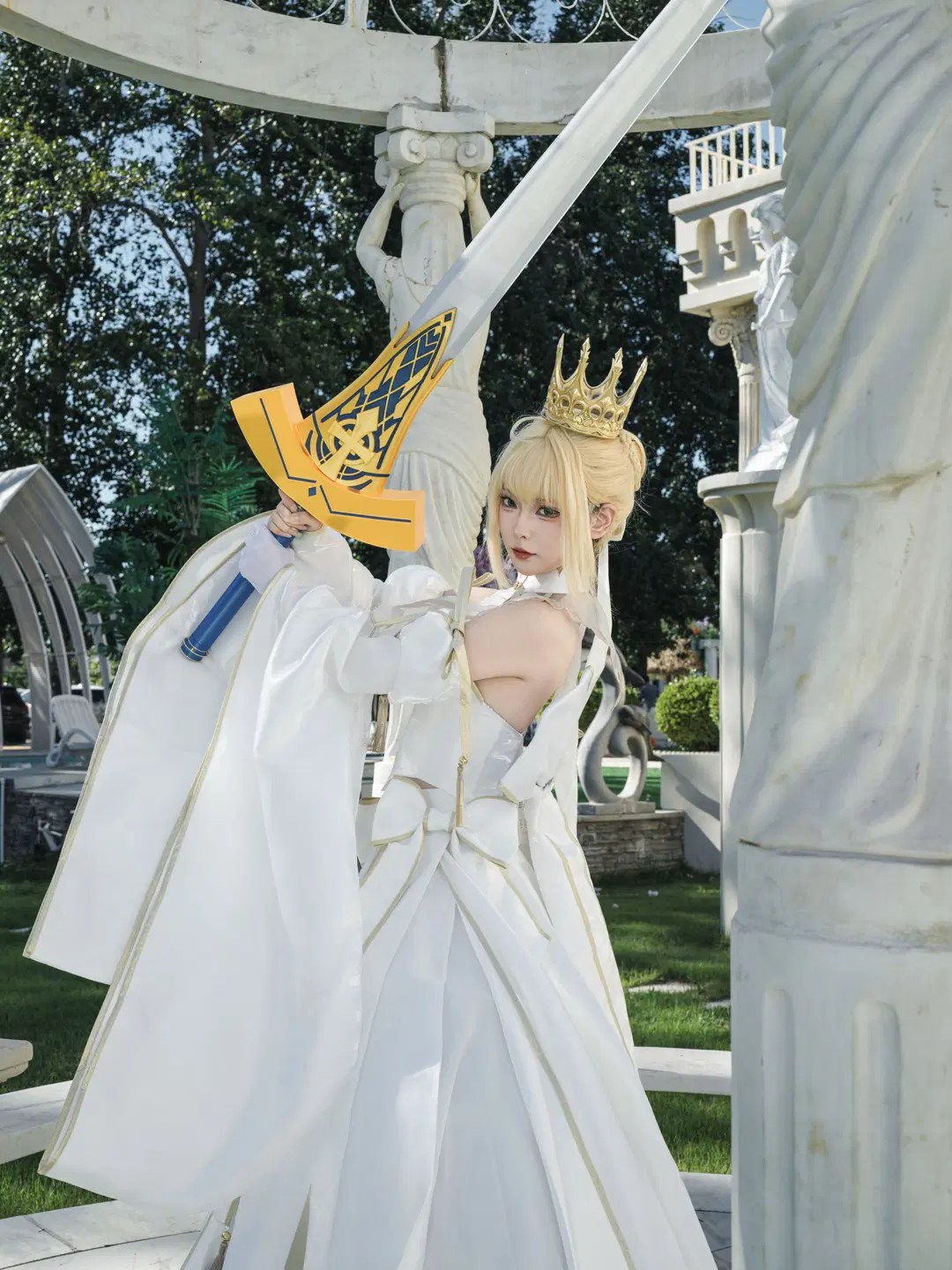 【アルトリア コスプレ】『Fateシリーズ』白い礼服、陽光の下で剣を執る白き騎士 - 星空 - 9枚目