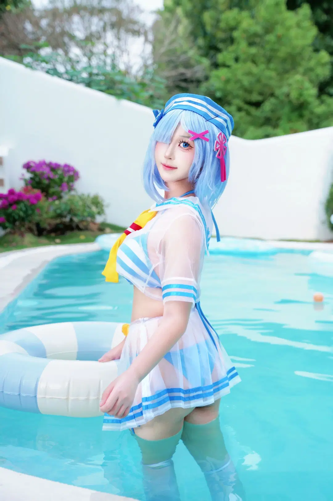 【レム コスプレ】『Re:ゼロから始める異世界生活』プールサイドセーラー服ポーズ参考 - 芫宝 - 9枚目