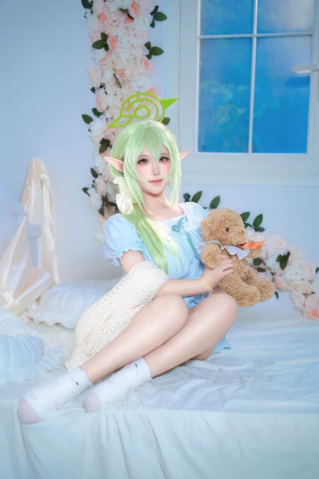 蔚蓝档案, 二次元cosplay, 橘望cos, 居家写真, 橘望睡衣