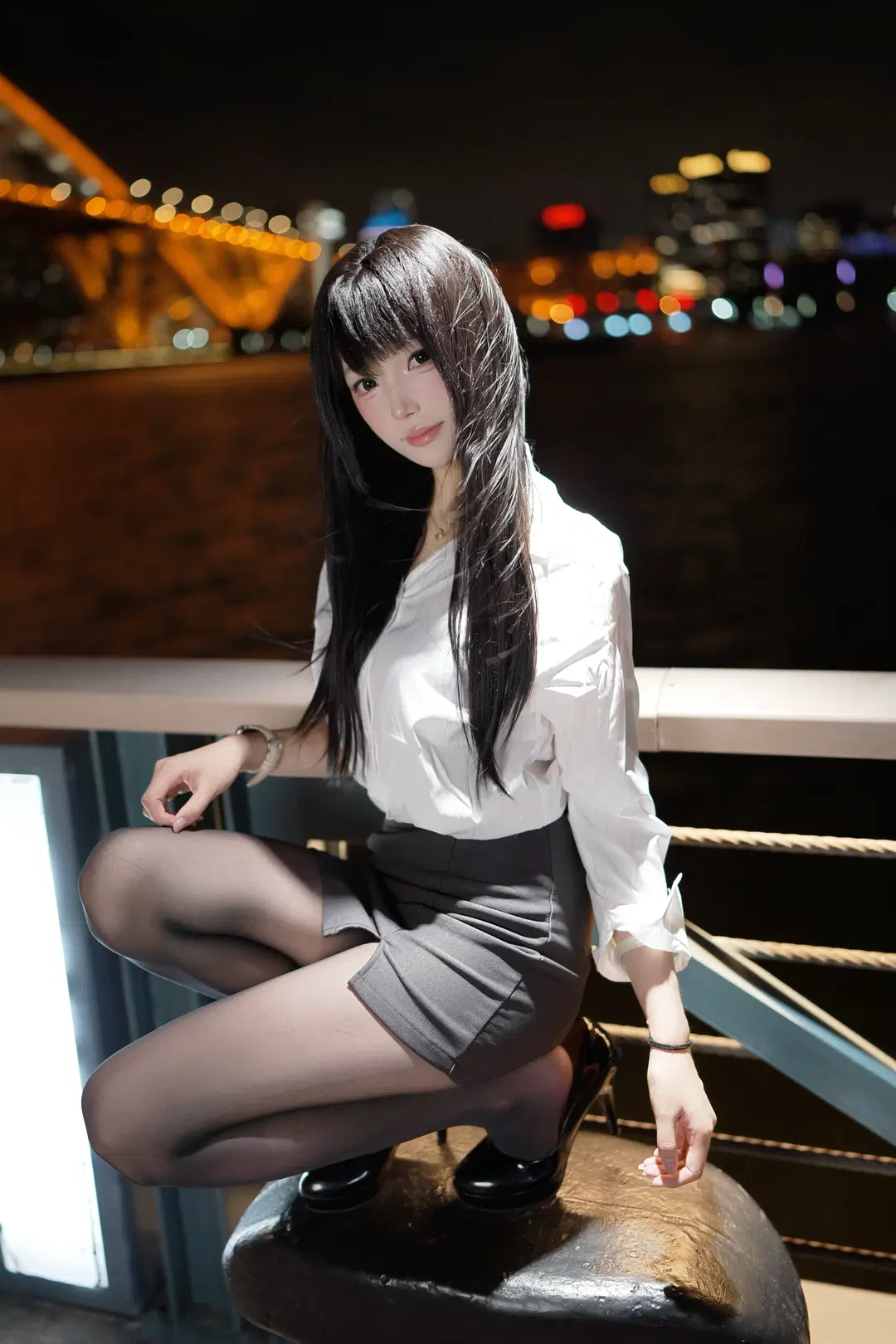 夜景人像, 黑丝, 制服写真, OL穿搭, 职业装