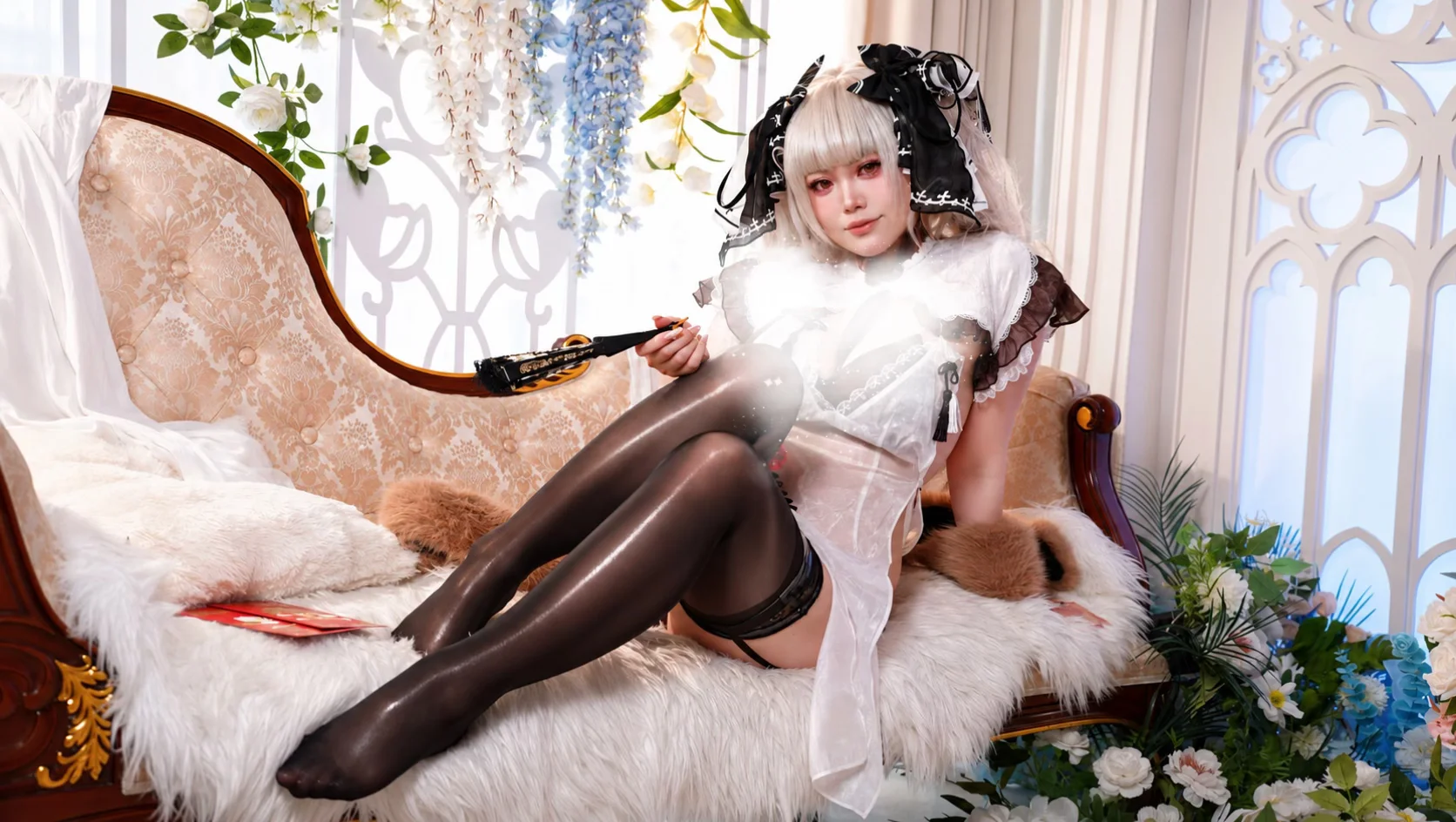Azur Lane, Qipao, Formidable cosplay, Black stockings, glossy tights