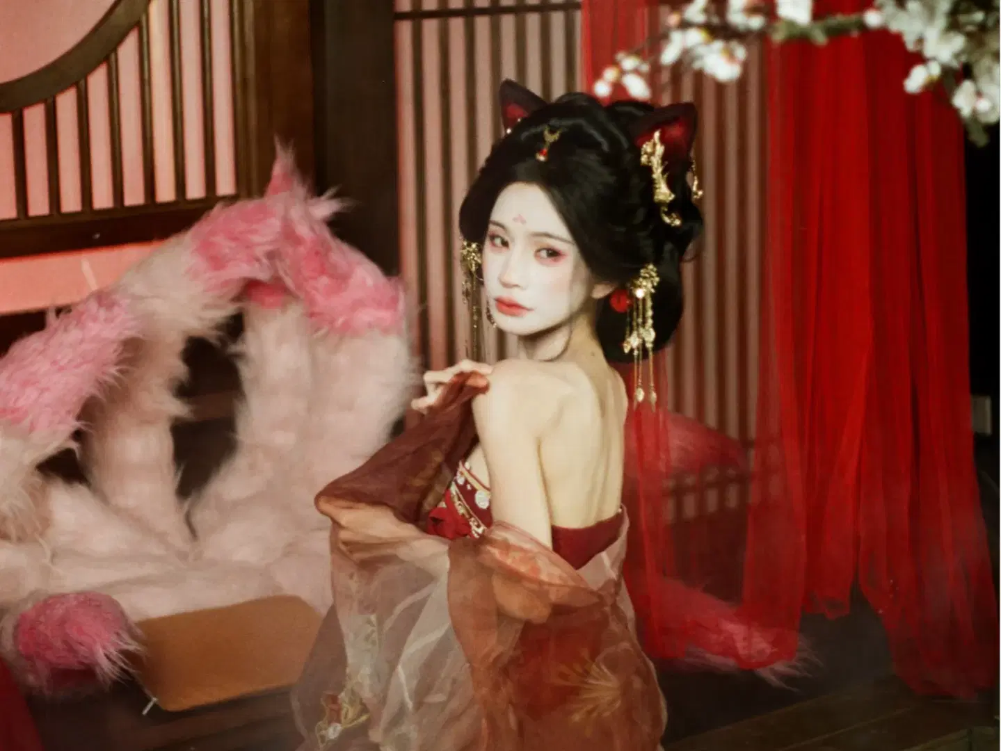 古风写真, 妲己cos, 胶片摄影, 小狐狸cos, 古装美人