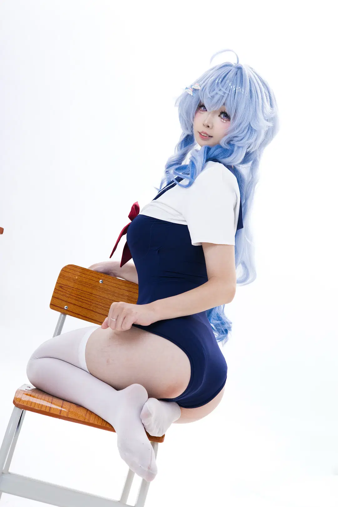 甘雨cos, cosplay, 白丝, 死库水, 教室