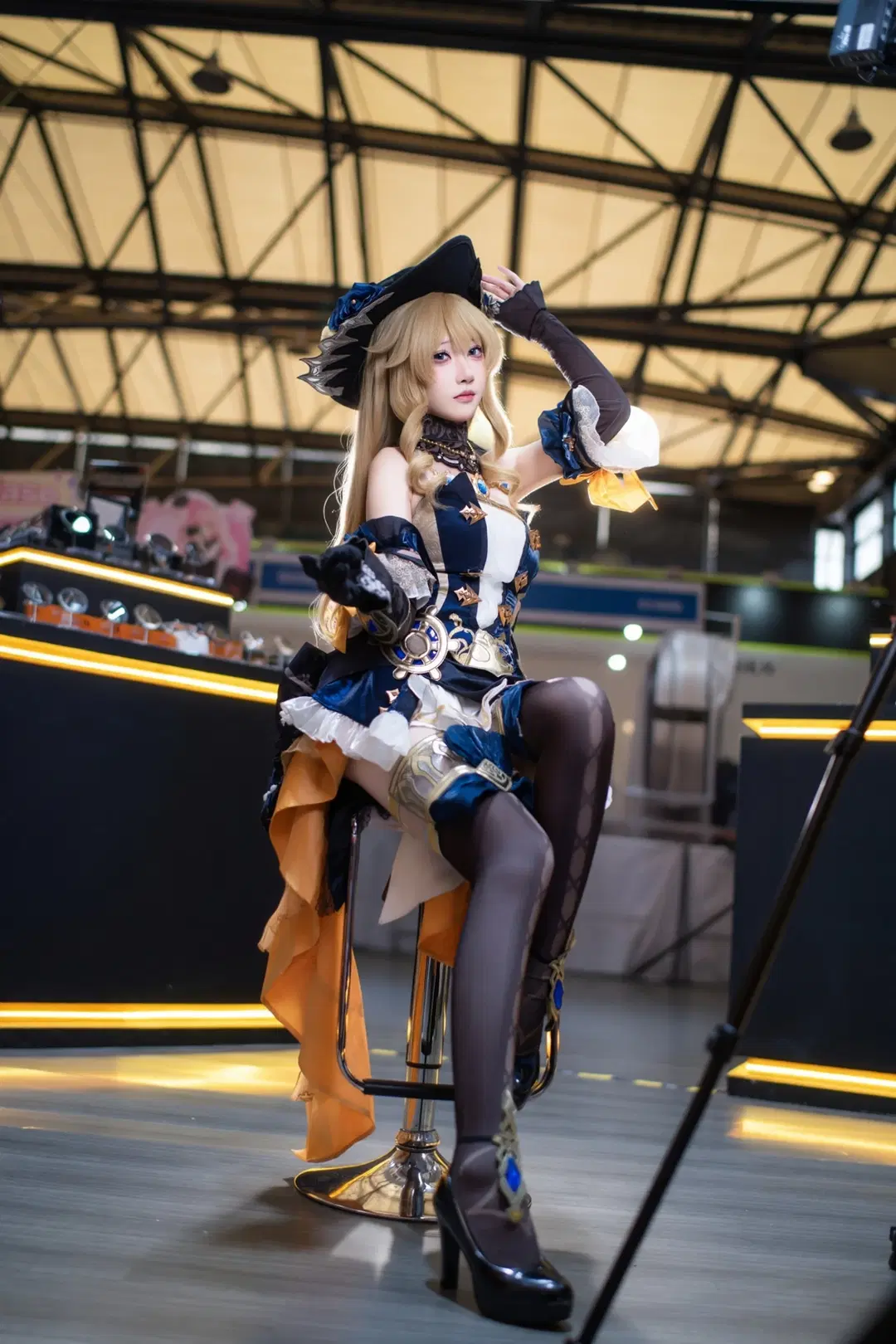 Genshin Impact, cosplay, Convention photos, Navia cosplay, Stockings