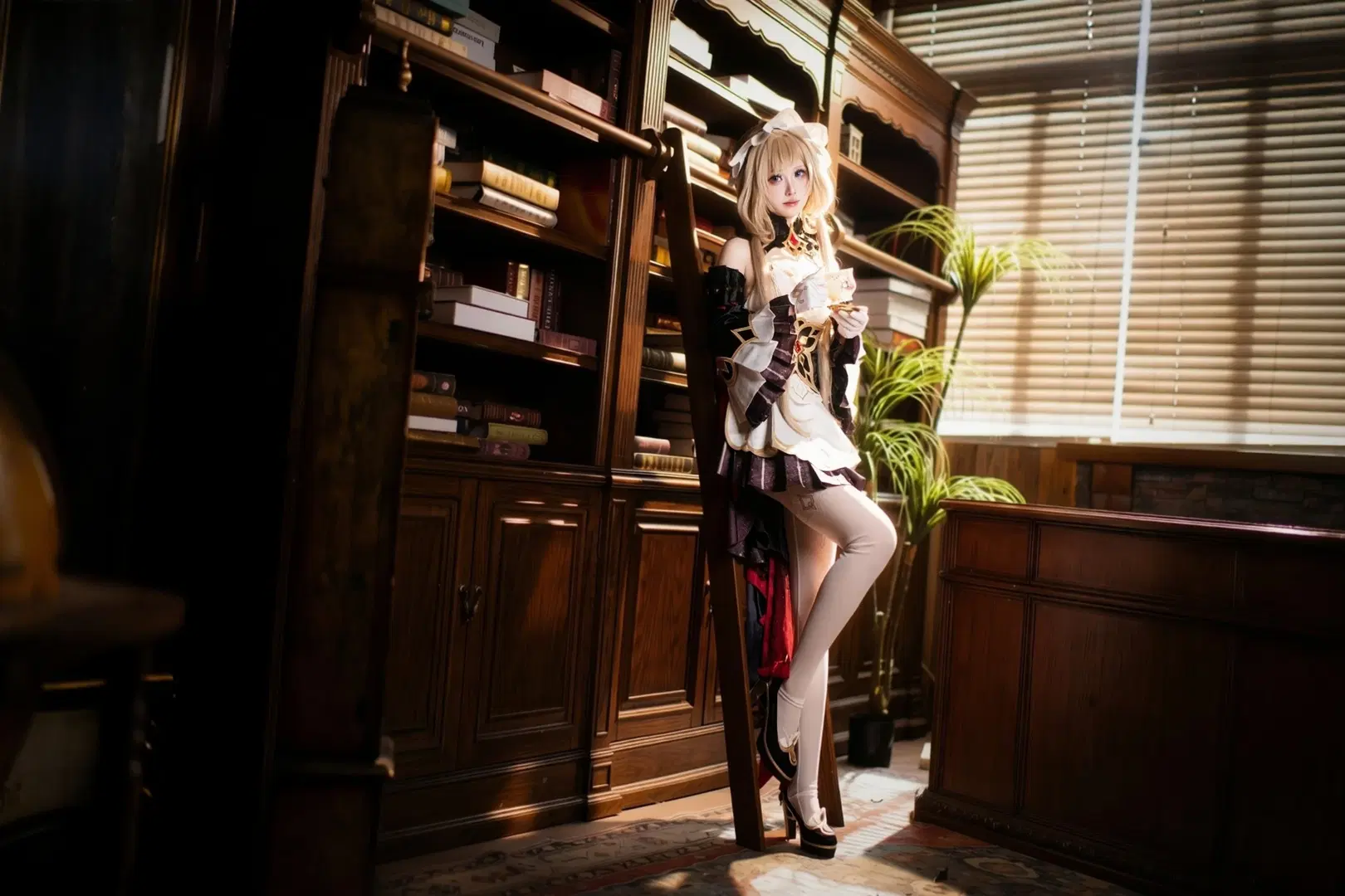 桑多涅cos, 原神, cosplay, 复古书房, 白丝cos