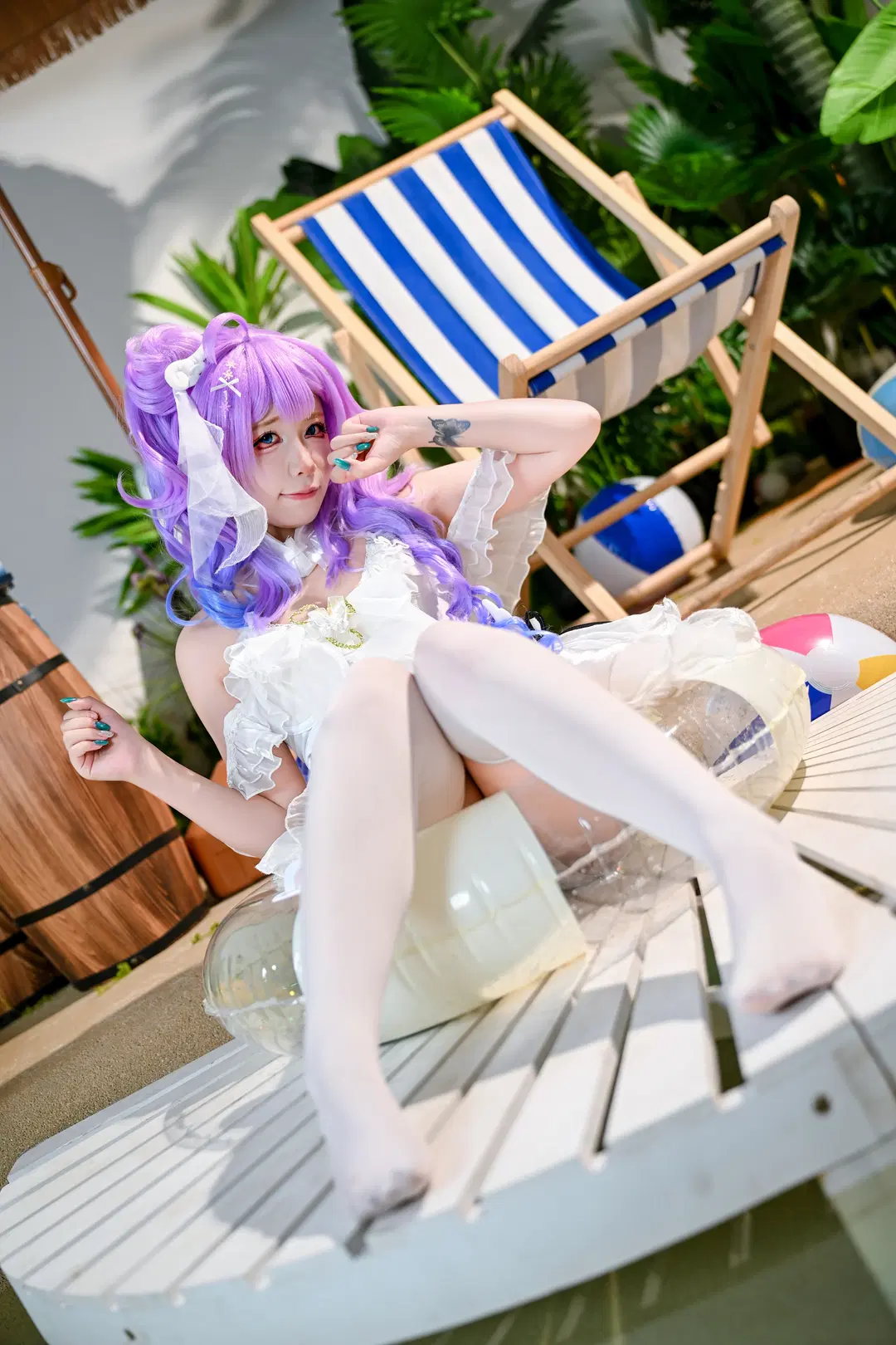 【独角兽cos】碧蓝航线独角兽的夏日海滩白色泳装 - 朝三暮四 - 第2张