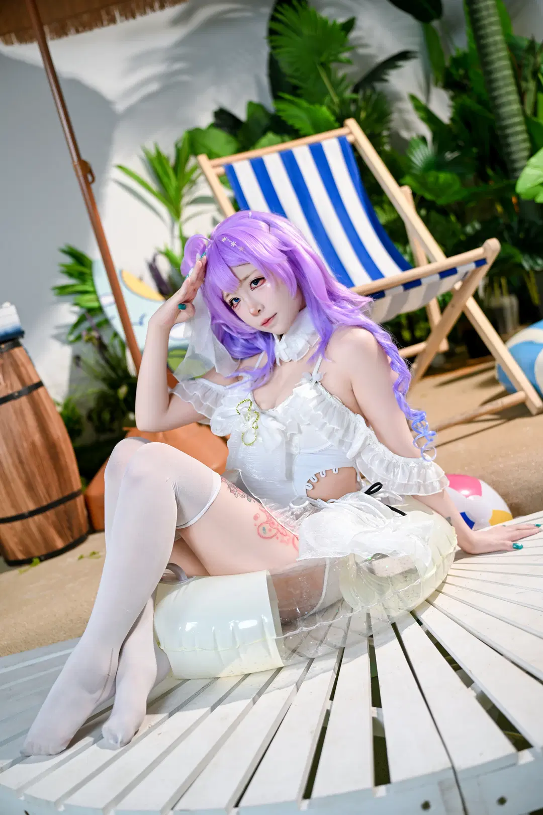 【独角兽cos】碧蓝航线独角兽的夏日海滩白色泳装 - 朝三暮四 - 第5张