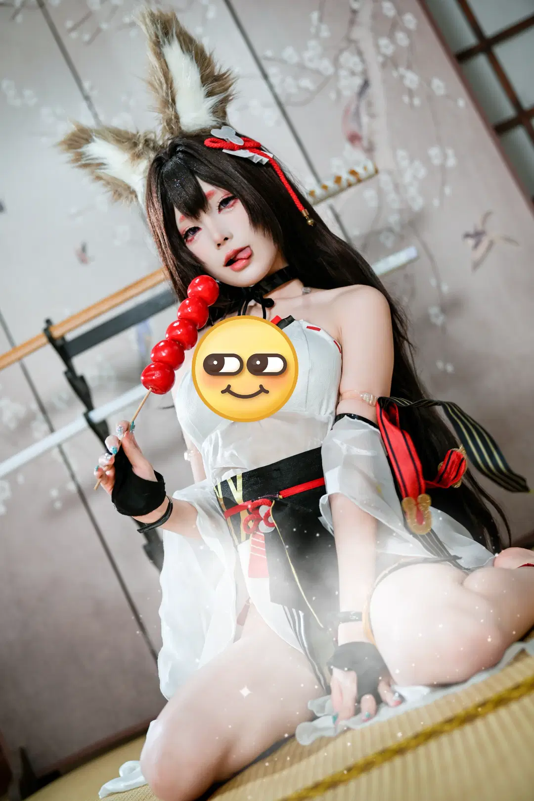 和风狐耳少女写真，红黑配色与薄纱的碰撞 - 朝三暮四 - 第3张
