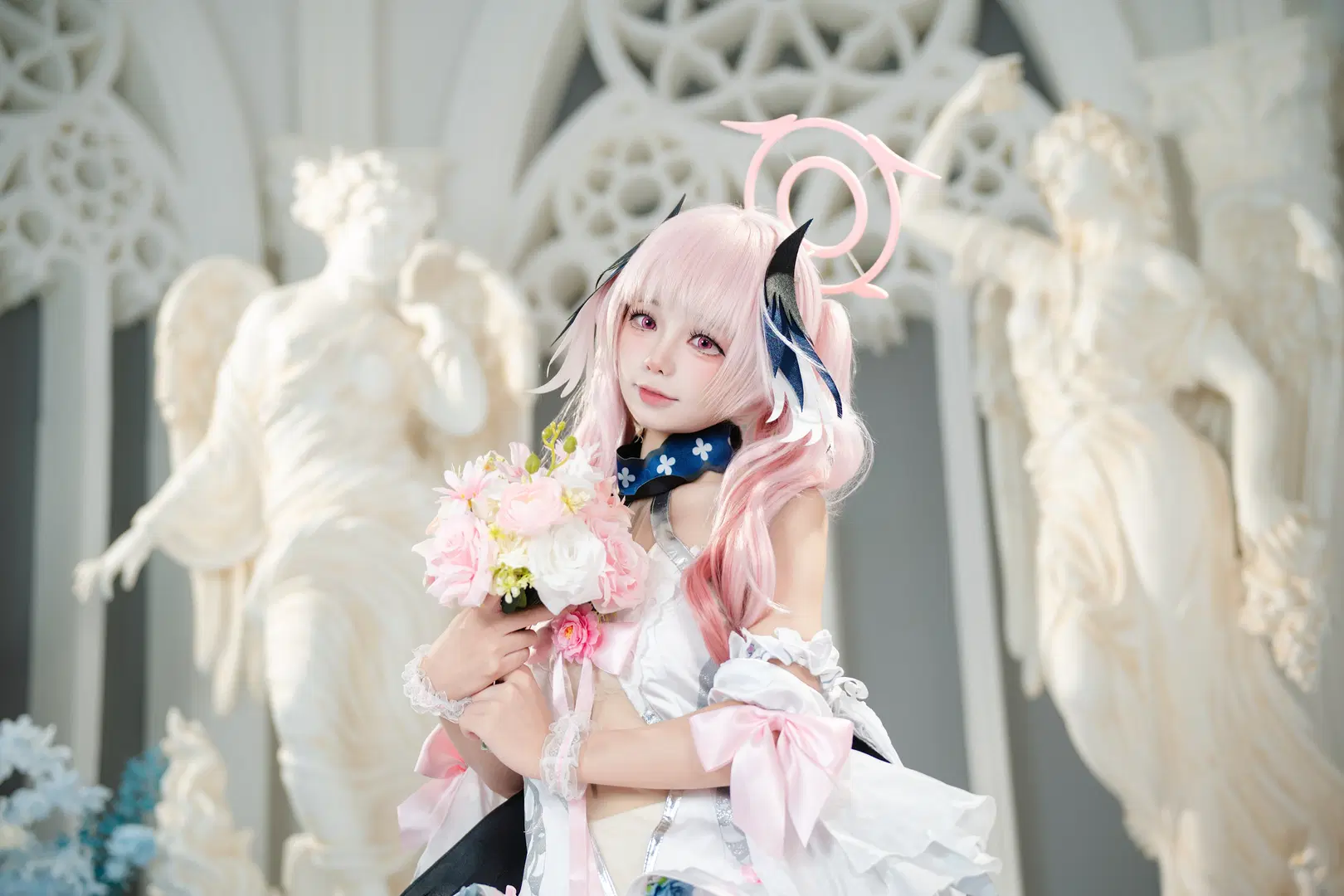 【下江コハル コスプレ】『ブルーアーカイブ』ピンクと白のドレス＆白ストッキングの記録 - 朝三暮四 - 2枚目
