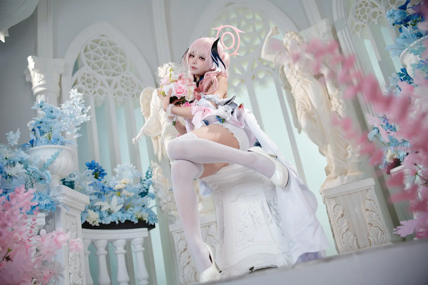 二次元, 下江小春cos, cosplay正片, 白丝袜, 蓝档案