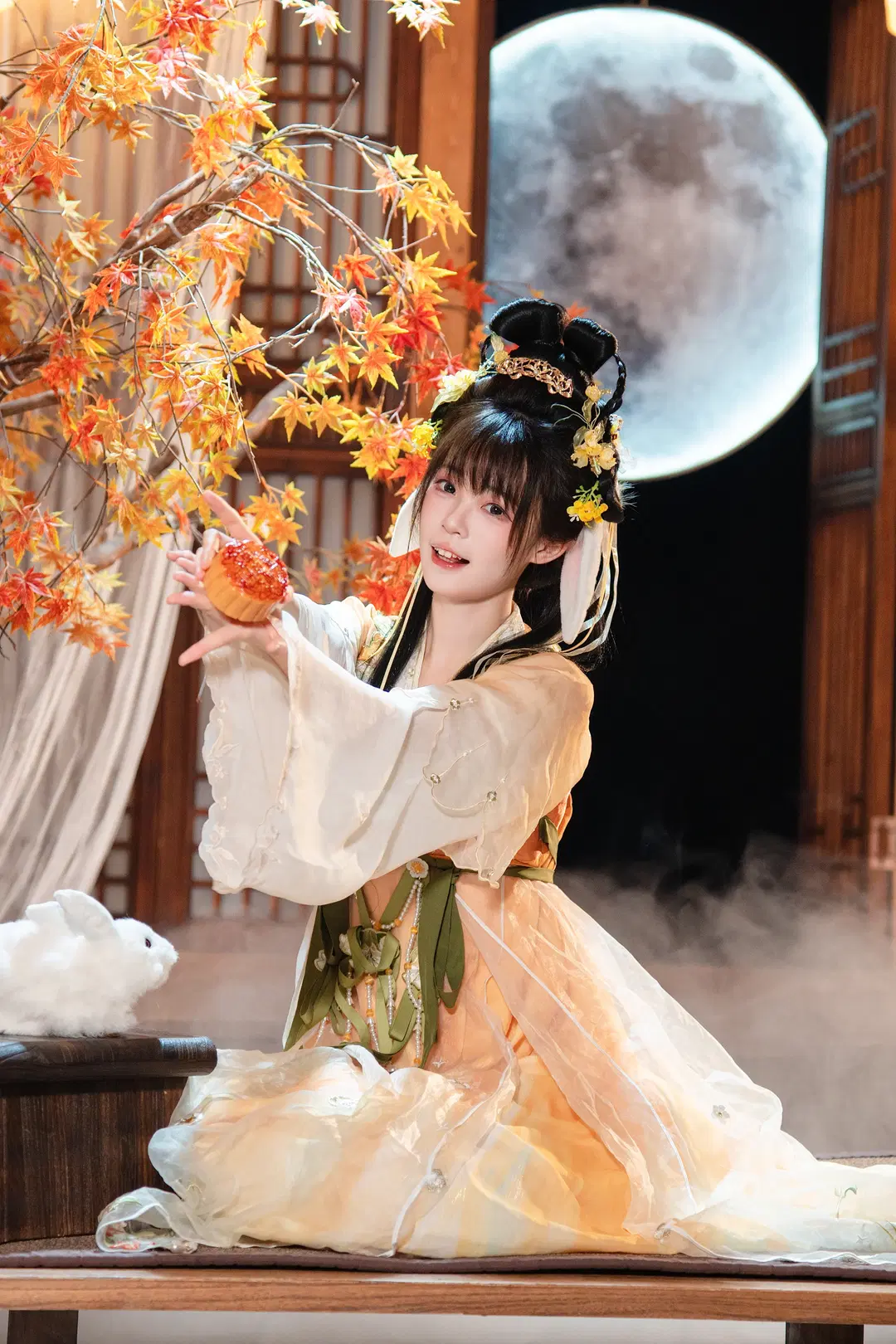 cosplay, 汉服写真, 国风汉服, 中秋赏月, 花好月圆