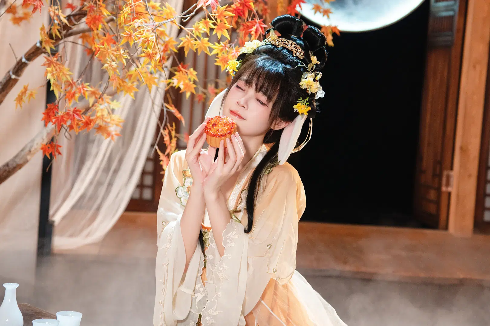中秋古風漢服cos，楓葉與玉兔的秋日限定 - 朝三暮四 - 第3張