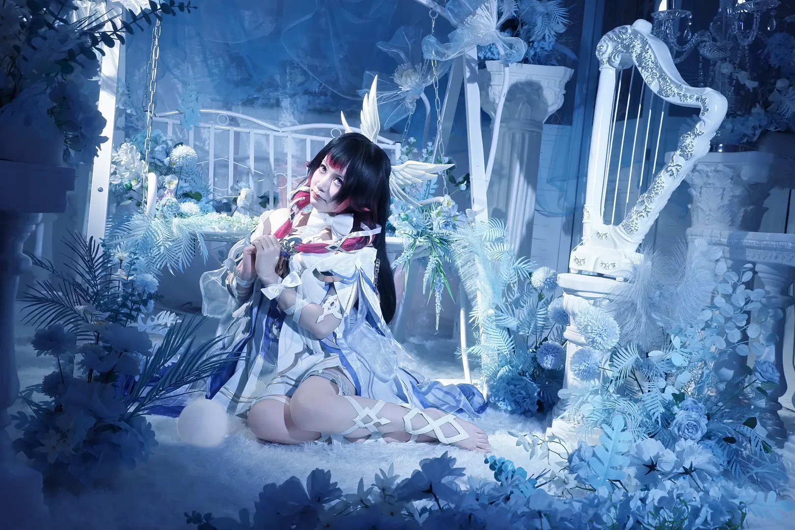 原神・月下少女コスプレ、氷藍のファンタジー風スタジオで紡ぐコスプレ写真 - 星漫映画 - 3枚目