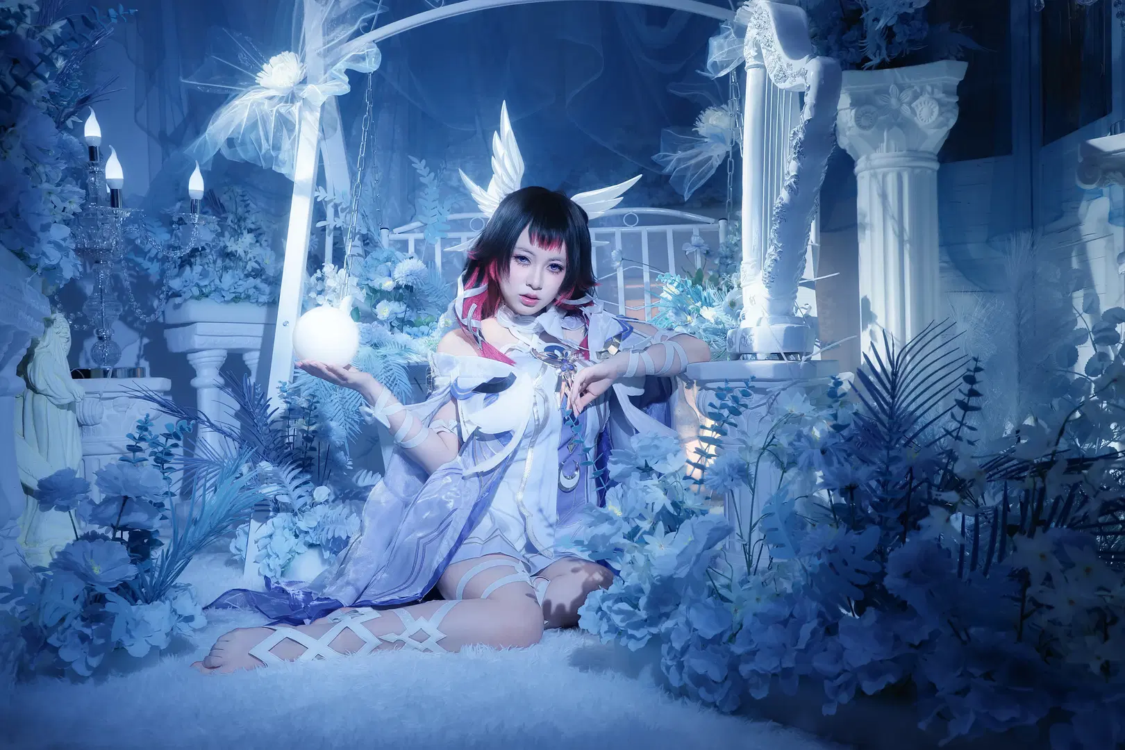 原神・月下少女コスプレ、氷藍のファンタジー風スタジオで紡ぐコスプレ写真 - 星漫映画 - 5枚目